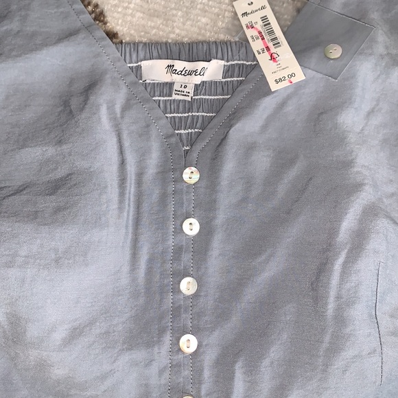 NWT Madewell Denim Blue Color Light Crop Tank Top Stretchy Size 10 Womens Large - Picture 2 of 5